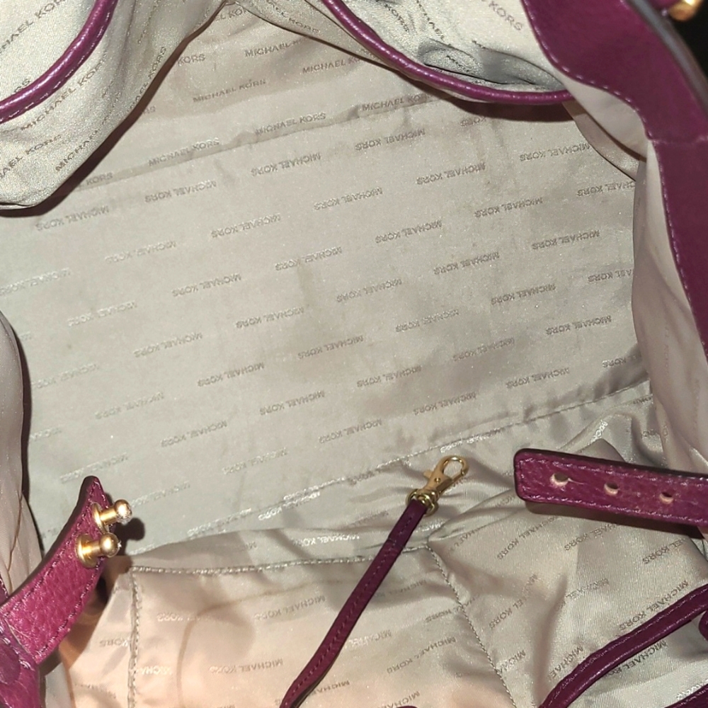 Michael Kors Brooklyn Burgundy Leather Satchel - Picture 15 of 15